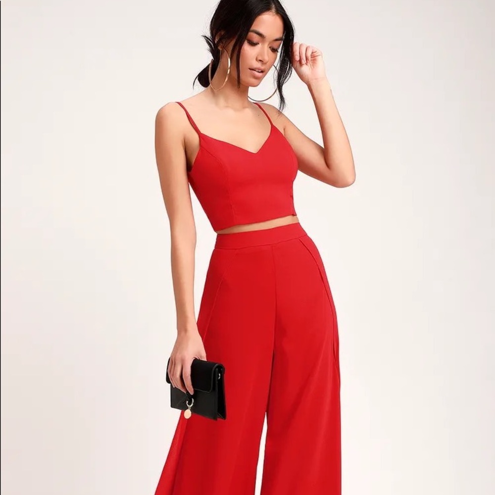 Lulus red 2 piece pant set size large